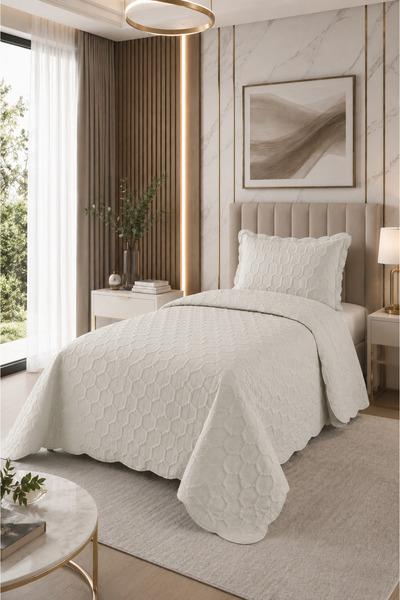 Bella Home Honey Comb 3D Single Bedspread Set - 2 Pieces - 180X240 cm - with ...