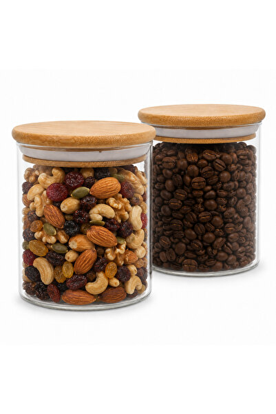 Blackstone Glass Jar Set 2 PCS 550ml with Bamboo Lid - Airtight Borosilicate ...