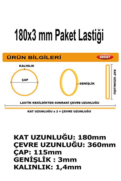 ekoset Geniş Kauçuk Paket Ambalaj Kasa Lastiği 180x3mm 100 Adet