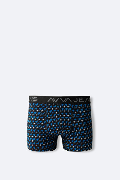 Avva Men's Navy Blue Cotton Patterned Single Regular Fit Boxer A42Y9534
