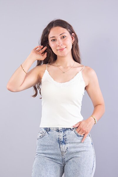 Mckanzie 25601 lace-trimmed tank top with spaghetti straps