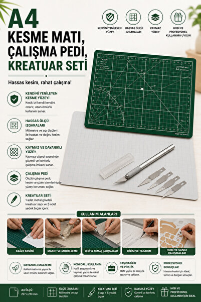 O&S Oyun ve Sanat Eğlen-Üret A4 Cutting Mat, Working Pad, Art Pad, Creator Kn...