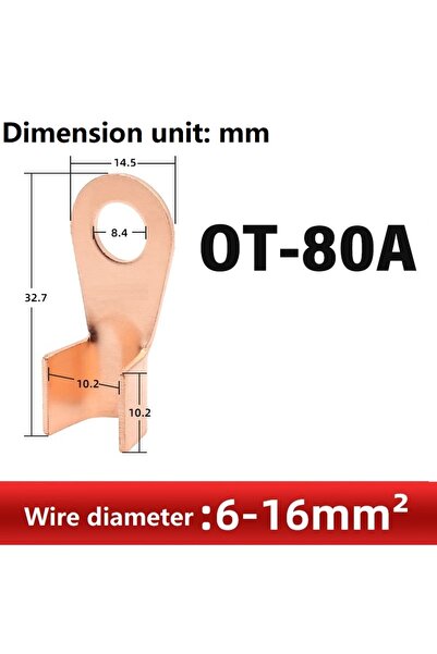 Choice18 50Pcs OT80A 10/50PCS Copper OT Terminal Non-Insulated Wire Connector...