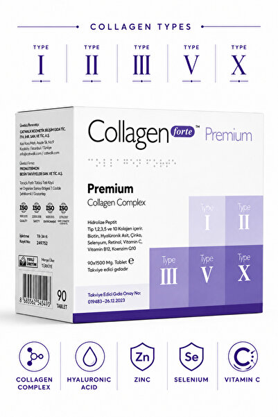 Collagen Forte Platinum 5 Tip Kolajen, Biotin, C Vitamini, Vitamin B12, Diyet...