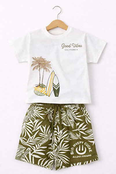 Minigimin Cicileri My Little Boy's Palm Tree Themed Patterned Shorts Set for ...