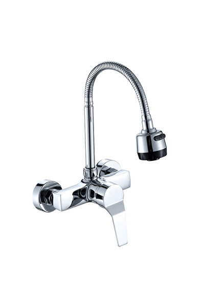 choice2 ChromeA Kitchen Hot and Cold Water Mixing Faucet, Wall-Mounted Shower...