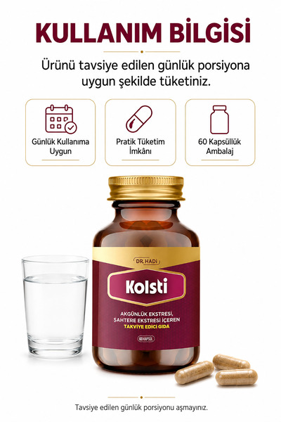 DR HADI Kolsti 60 Kapsül Akgünlük Ekstresi Şahtere Ekstresi İçeren Takviye Edici Gıda