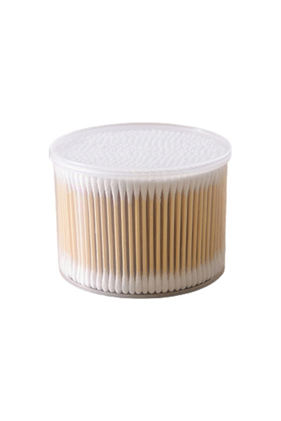 Choice Light Grey 500 PCS Cotton Swabs With Case Natural Paper Cotton Dual Ro...