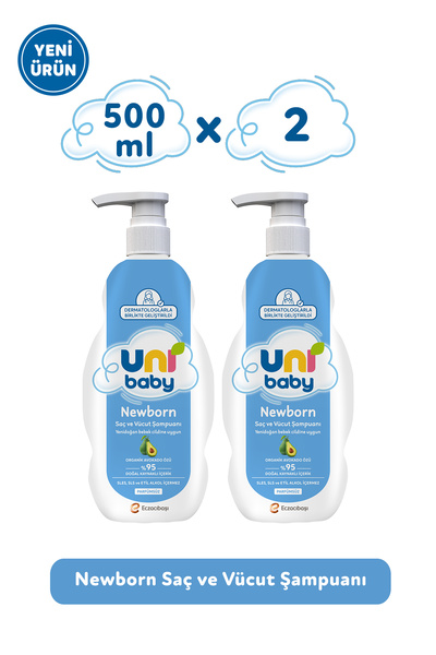 Uni Baby Newborn Hair and Body Shampoo 500 ml 2-Pack