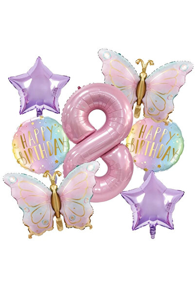 Choice Other Other number 8 Pink Digital Butterfly Aluminum Foil Balloons and...