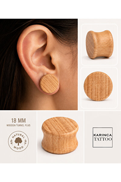 Karınca Piercing 18 mm Ahşap Tünel Piercing Ear Plug Tunnel (Karınca Tattoo)