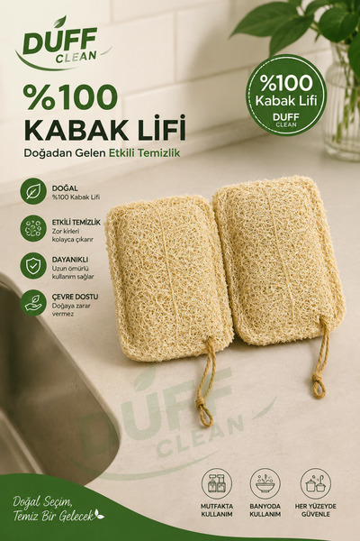 DUFF CLEAN 2 Pieces Natural Pumpkin Dishwashing Washcloth Double Sided Use (1...