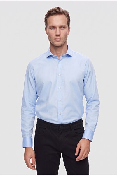 D'S Damat Πουκάμισο Ds Damat Slim Fit Μπλε Απλό