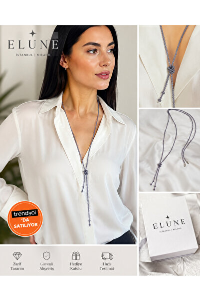 ELUNE İSTANBUL & Milano Mor Kristal İpli Uzun Kolye