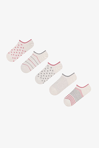 Penti Pembe Beyaz Sweet Kalp Pamuklu 5 Çift Sneaker Çorap