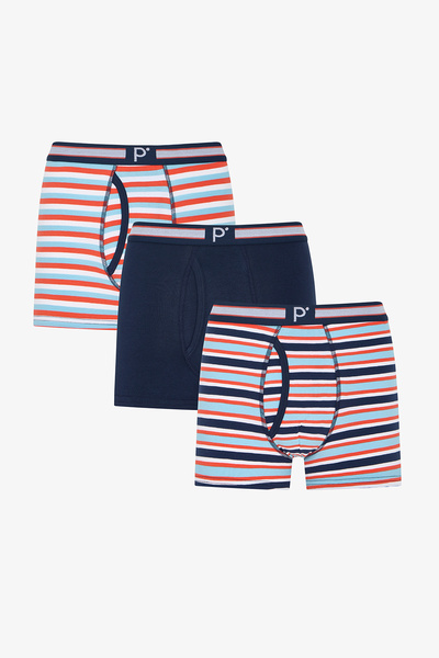 Penti Men's Retro Checks Striped 3-Piece Boxer