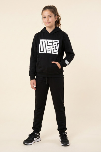 CRASSİ Girl's Tracksuit Set with Hood and Pockets