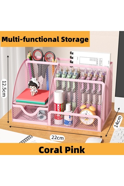 Choice Pink Metal Pen Holder Creative Simple Stationery Storage Box Pen Holde...