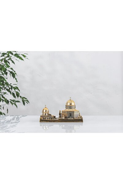 Saatistan Zirkon Taşlı Gold Mescid-i Aksa Dekoratif Biblo 25x15 cm