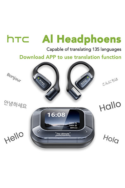 Choice black AI 【AI Translator Earbuds】HTC NE25 Bluetooth Earphones LCD Touch...