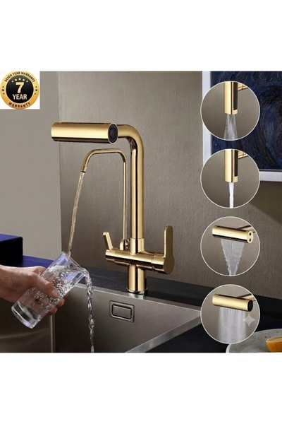 OEM Mutfak Eviye Bataryası Dual Flow Arıtma Çıkışlı Duş Ve Şelale 4 Fonksiyon...