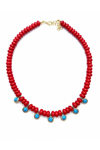CHARMLUCKY Turquoise-Red Necklace