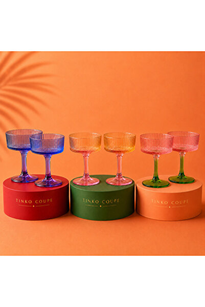 R-EYLA Tinko Coupe Set of 6 Colored Glass Dessert & Presentation Bowls (11X10)