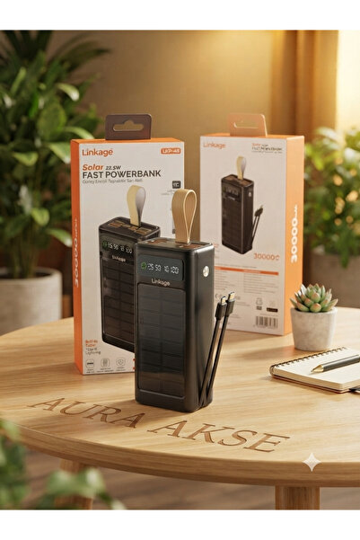 Linkage Aura Akse Solar 22.5W 30,000 mAh Hızlı Şarj Aletli Taşınabilir Powerbank
