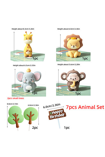 Choice13 7pcs Set Jungle Safari Animal Cake Decoration Lion Elephant Money Gi...