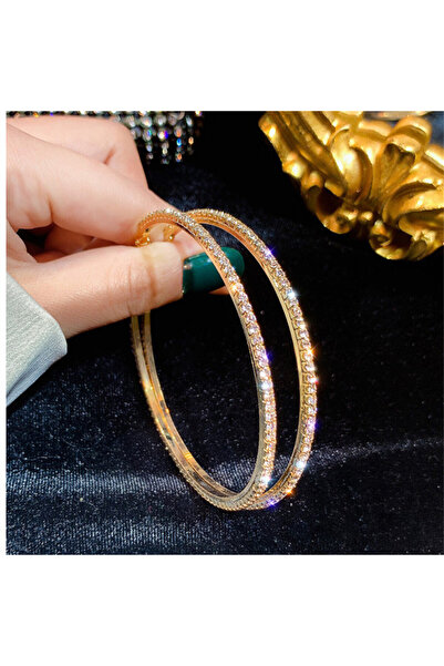 Choice gold Big Round Crystal Hoop Earrings for Women Bijoux Geometric Rhines...