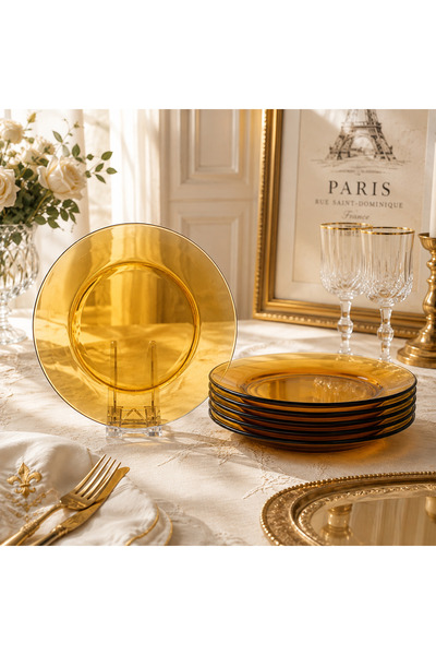 Duralex A set of honey glass eating plates, 6 pieces