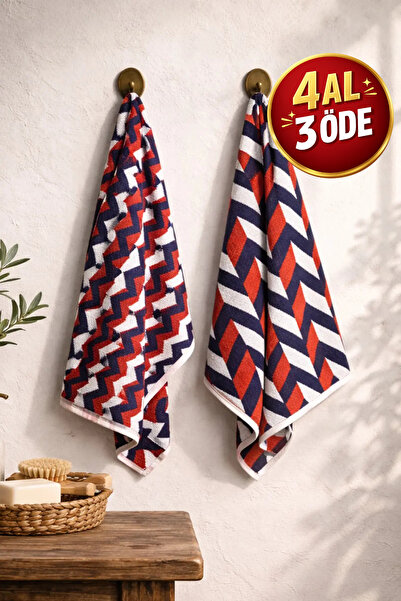 Coton Delux Set of 2 100% Cotton Hand & Face Towels |   50X70 cm |   Geometri...