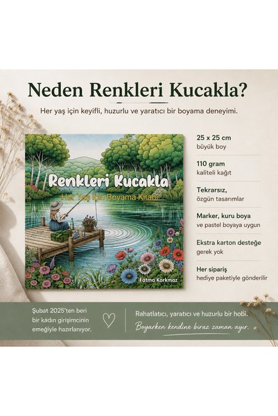 Butik Serdivan Embrace the Colors Coloring Book for Adults Relaxing Picture Painting,Hobby Book Relax Trend
