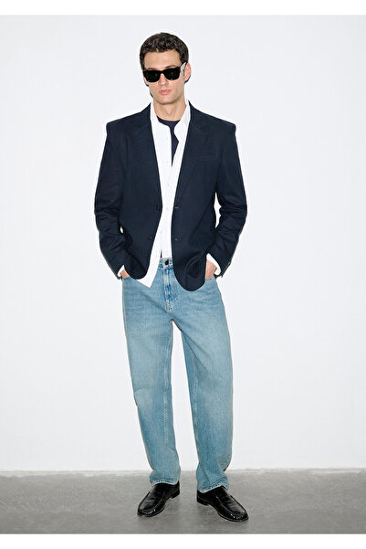 Mavi Linen Blend Navy Blue Blazer 0110828-86623