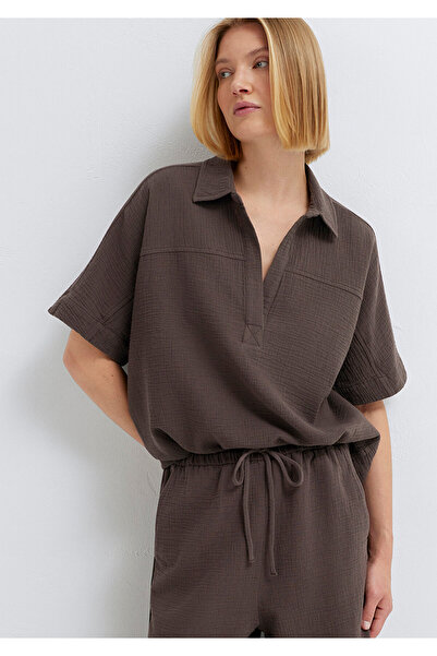 Mavi Strukturierte braune Bluse 1211467-71603