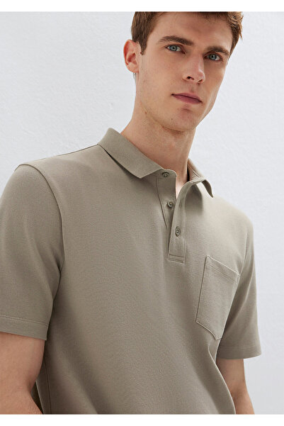 Mavi Beigefarbenes Polo-T-Shirt mit Taschen, reguläre Passform / normaler Sch...