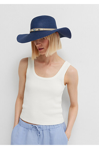 Mavi Nazar Boncuklu Navy Blue Straw Hat 1912995-70500