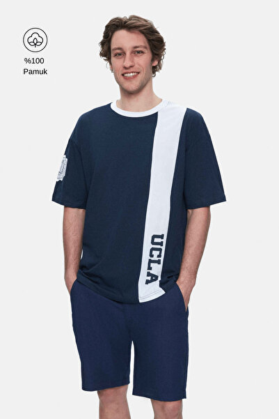 UCLA Ανδρικό T-shirt Keith με τύπωμα και στρογγυλή λαιμόκοψη σε μπλε σκούρο χ...