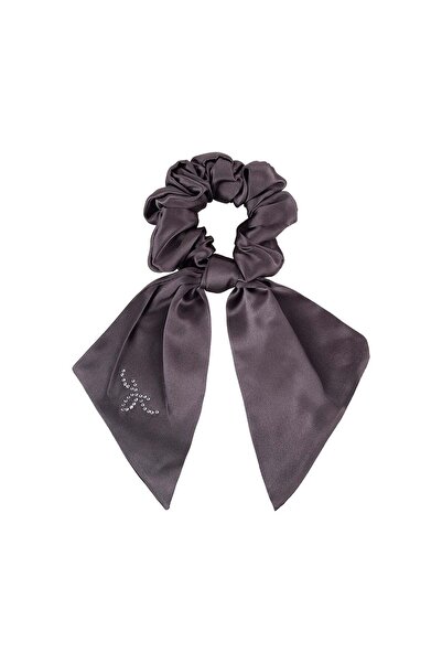 Silk and Cashmere Gri Anabel Saf İpek Fiyonklu Toka
