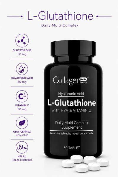 Collagen Forte Platinum Glutatyon, 500mg, L-Glutathione, Hyalüronik Asit & C ...