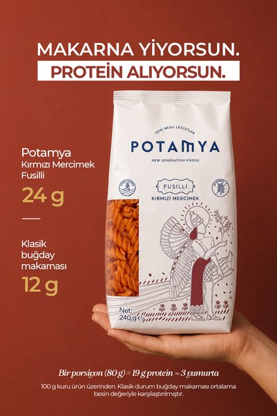 POTAMYA Glutensiz Kırmızı Mercimek Fusilli 240g
