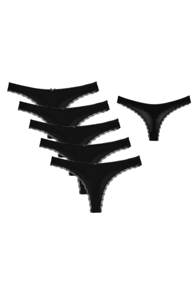 Donella 5-Piece Special Viscose Black Colored Women's Thong