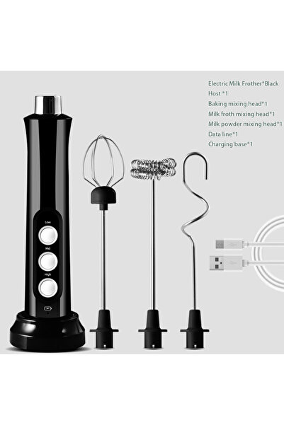 Choice1 black 3 In 1 Electric Milk Frother Rechargeable Milk Foam Maker Handh...