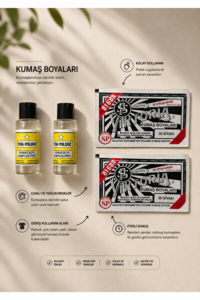 boyansa 2 adet Siyah kumaş boyası + 2 adet Sabitleme özel boyama seti (Orijin...
