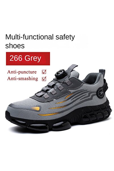 Choice24 42 266 Gray Men's Steel Toe Work Sneakers with Rotating Button Safet...