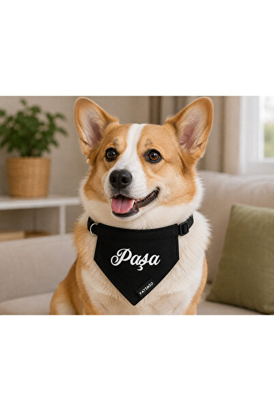 PATİMİO Isme Özel Kedi Ve Köpek Black Tasma Fular Bandana