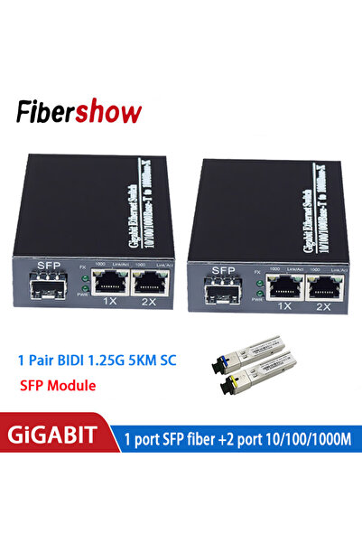 Choice1 SC 5KM EU Power Gigabit SFP Media Converter Kit 1.25G SFP to 2 RJ45 E...