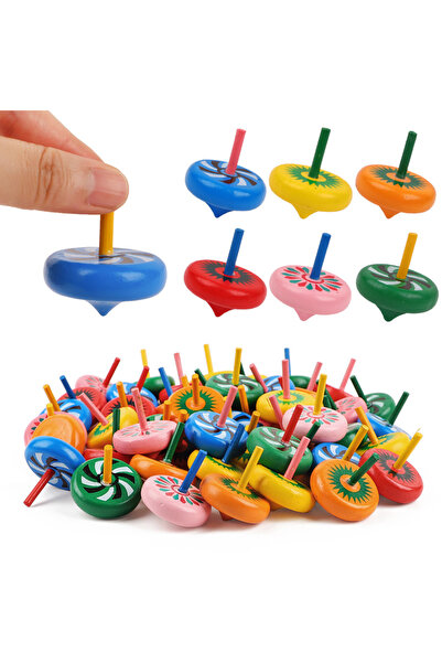 Choice1 24Pcs 12/24Pcs Mini Wooden Spinning Tops Colorful Gyroscopes Finger T...