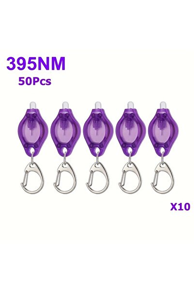 Choice CR2016 PURPLE 395nm-50pc 1/10/50pc 365/395nm UV LED Keychain Light Min...