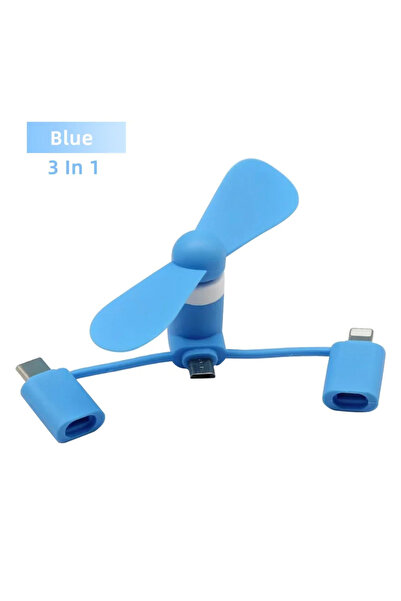 Choice5 Blue Creative USB Fan Mini Fan Android Type-C 3 In 1 Mobile Fan Porta...